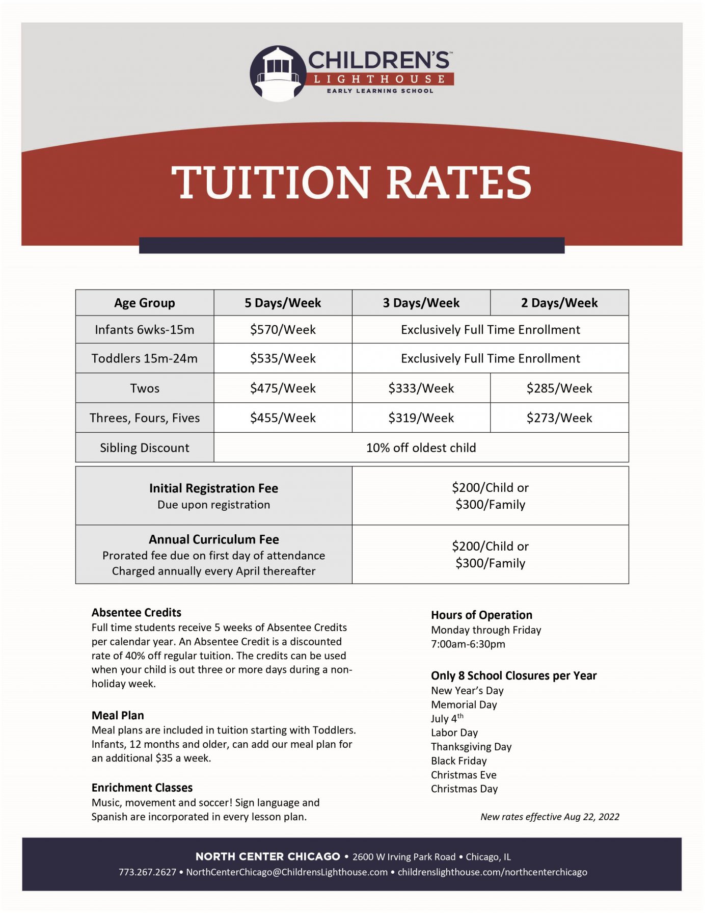 Tuition and Registration Daycare in Chicago Children's Lighthouse